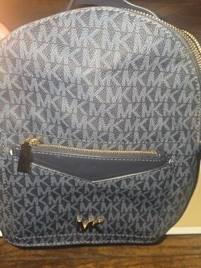 Michael Kors Navy MK Logo Mini Backpack